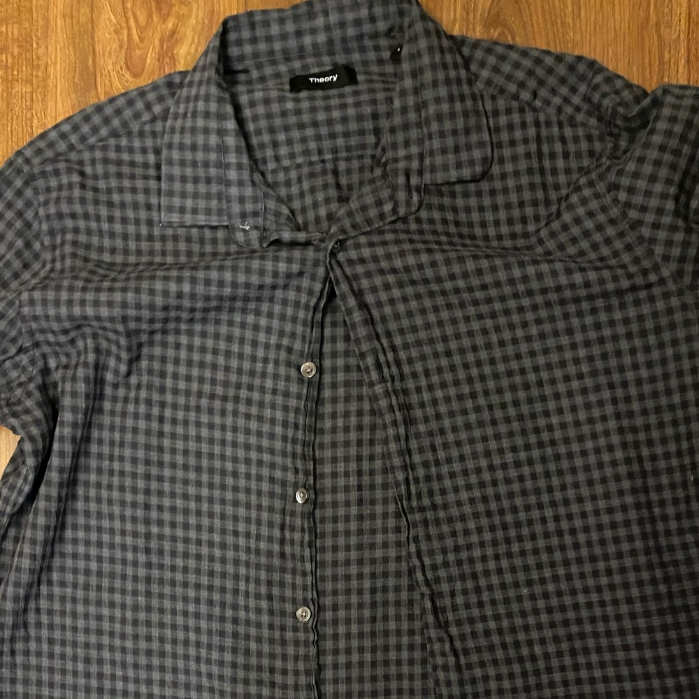 Theory button up black and grey